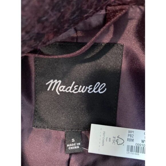 NWT Madewell Button Up Wool Jacket Size Small Women’s Purple Front Pockets - Picture 3 of 8